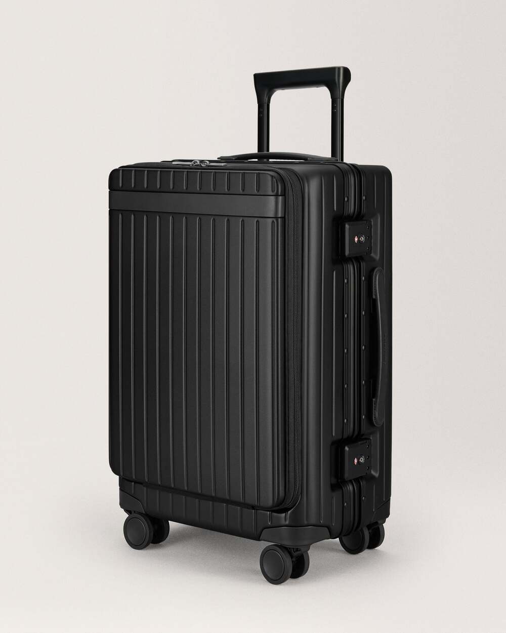 Carl Friedrik Carry-On X Hybrid Suitcase 44L Front Pocket Black/Black NEW